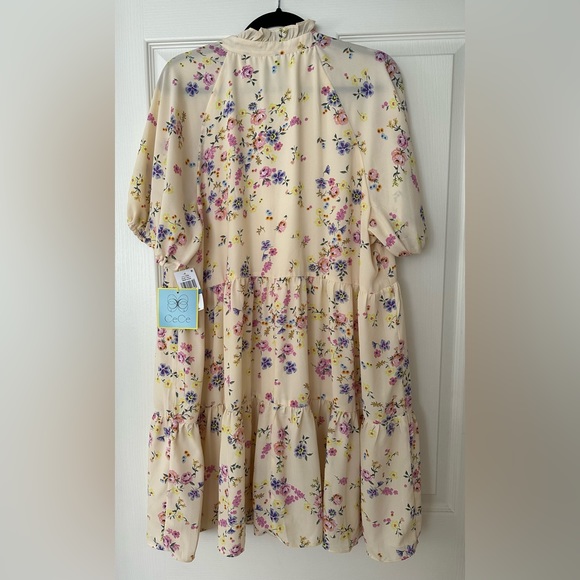 Cece Short Sleeved Babydoll Dress in Soft Vanilla - Picture 5 of 6